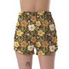 Vintage Hawaiian Floral Tropical Flower Hibiscus Palm Leaves Pattern Print Women's Shorts-grizzshop