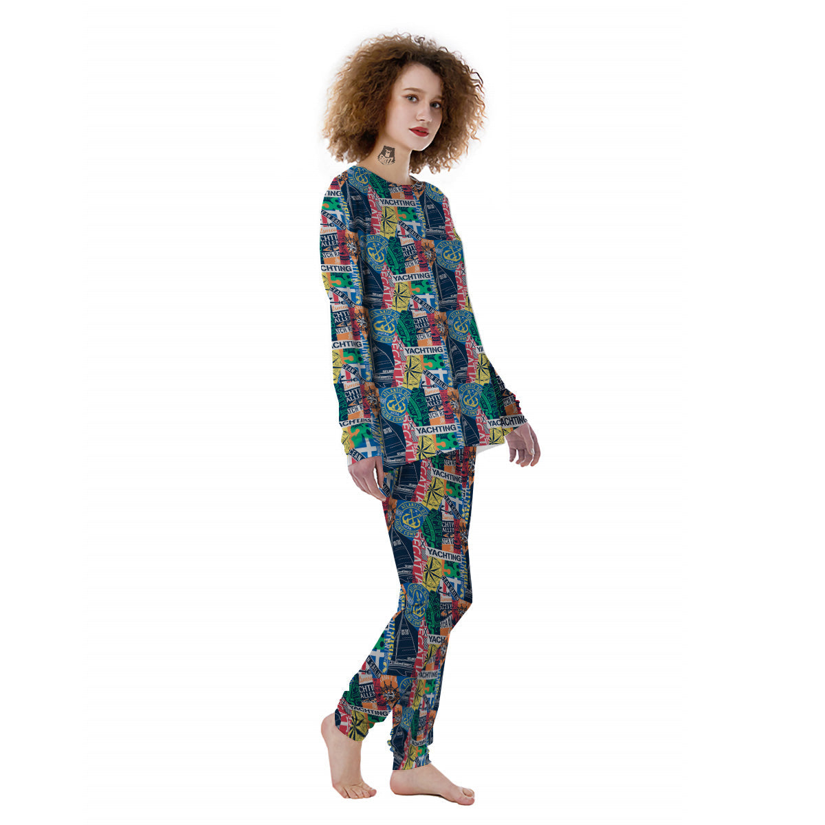 Vintage Nautical Style Colorful Print Pattern Women's Pajamas-grizzshop