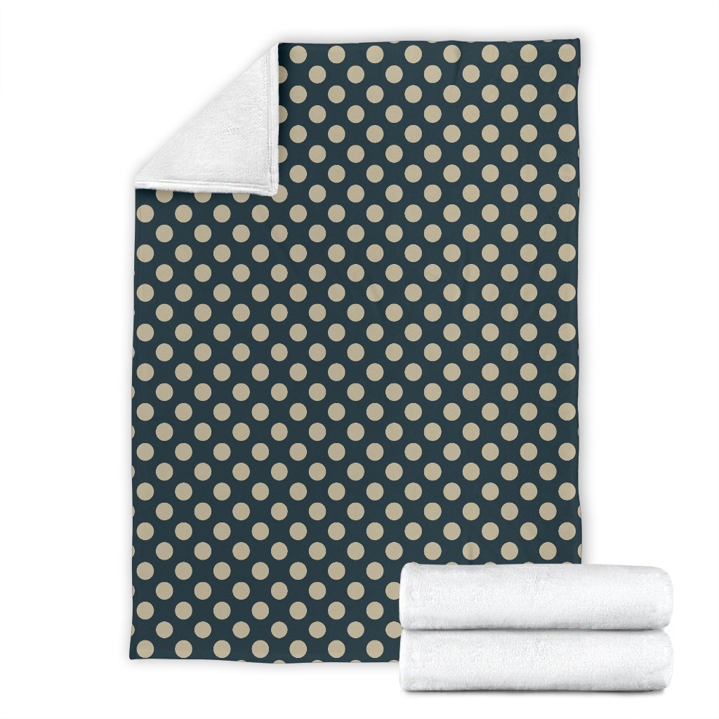 Vintage Navy Blue White Polka dot Pattern Print Blanket-grizzshop