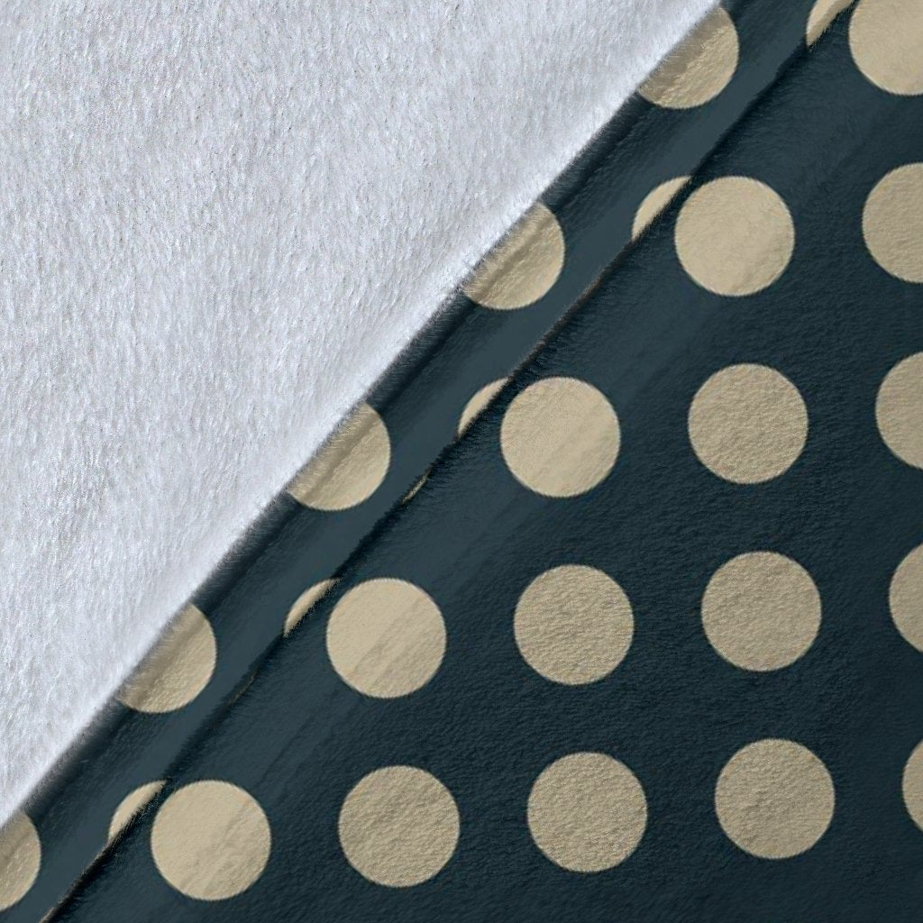Vintage Navy Blue White Polka dot Pattern Print Blanket-grizzshop