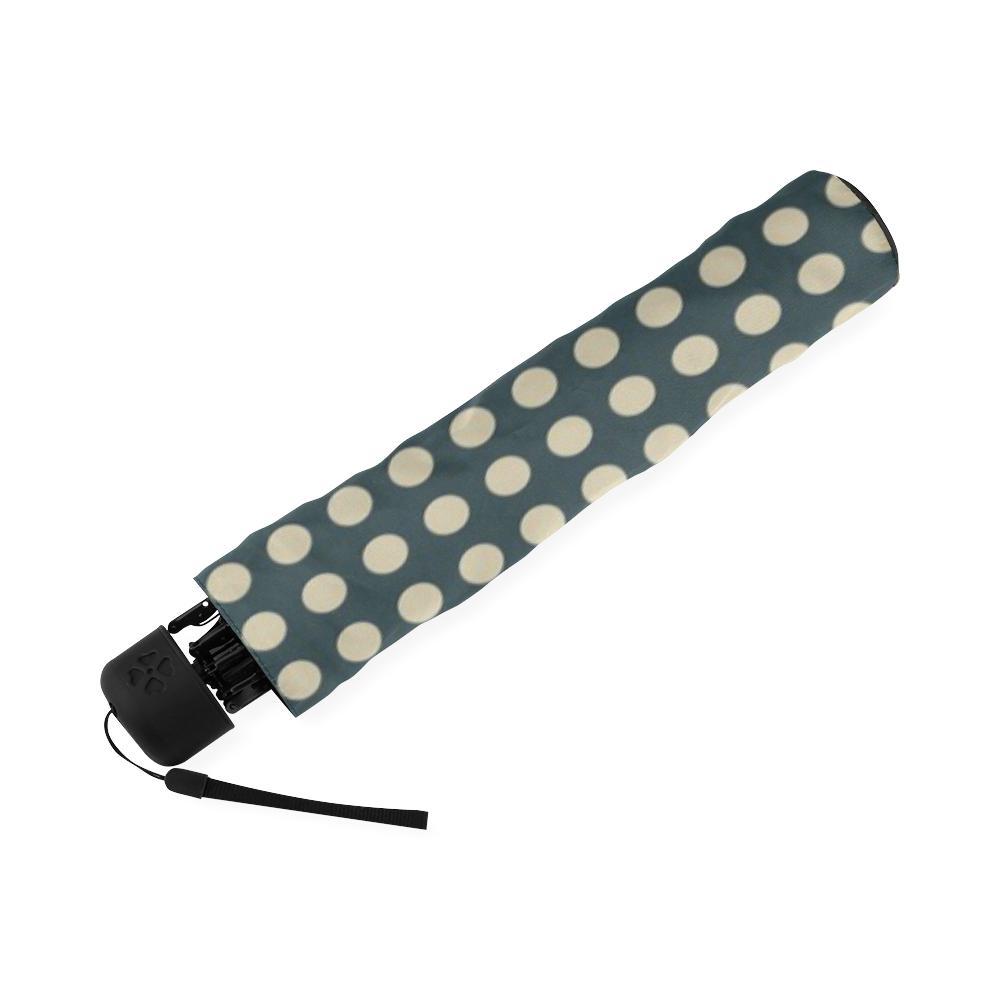 Vintage Navy Blue White Polka dot Pattern Print Foldable Umbrella-grizzshop