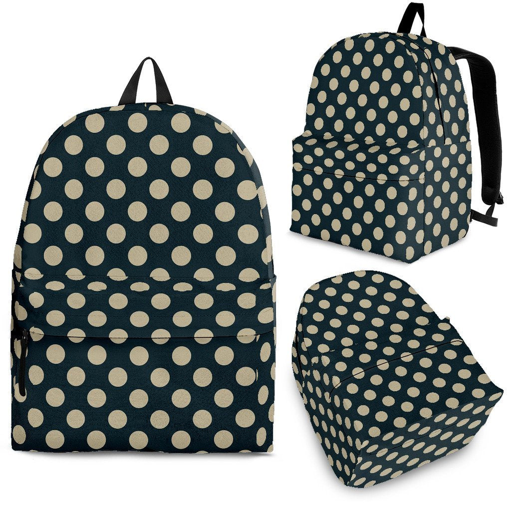 Vintage Navy Blue White Polka dot Pattern Print Premium Backpack-grizzshop