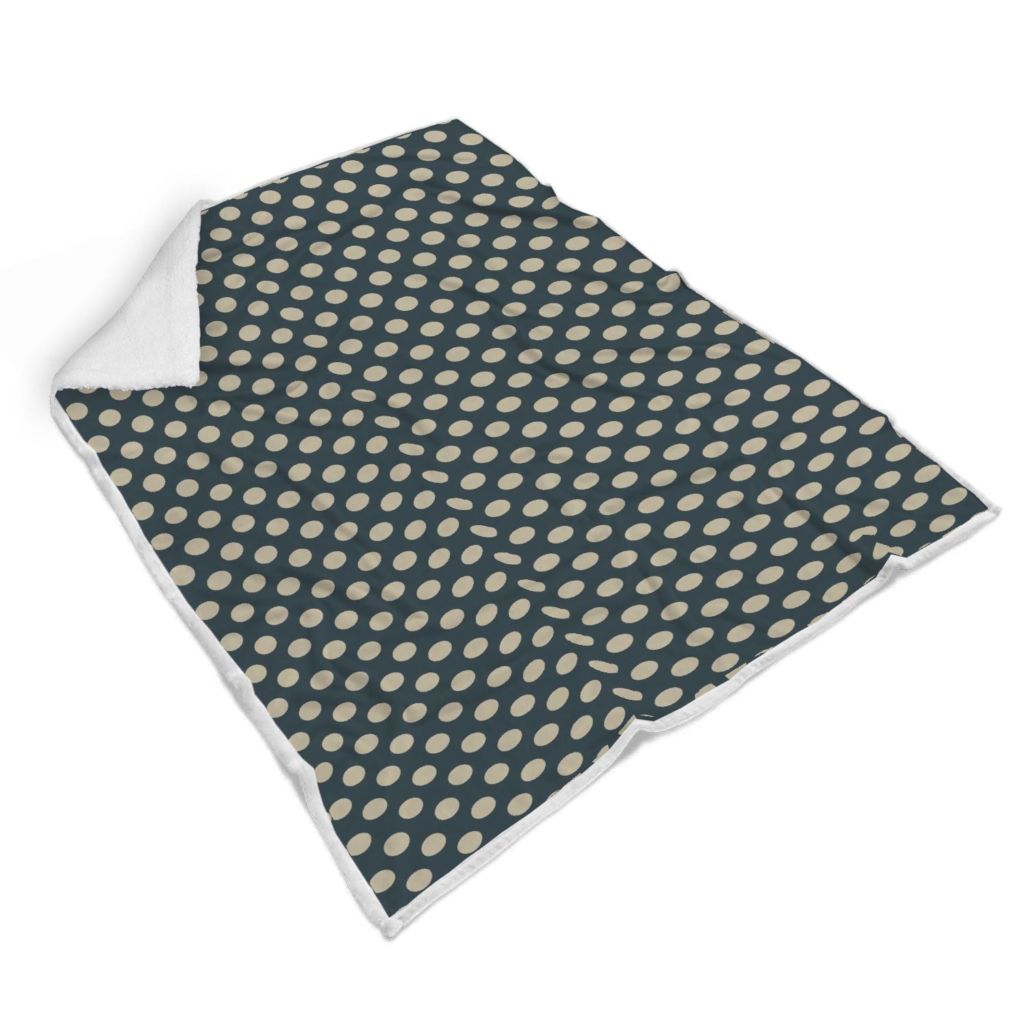 Vintage Navy Blue White Polka dot Pattern Print Throw Blanket-grizzshop