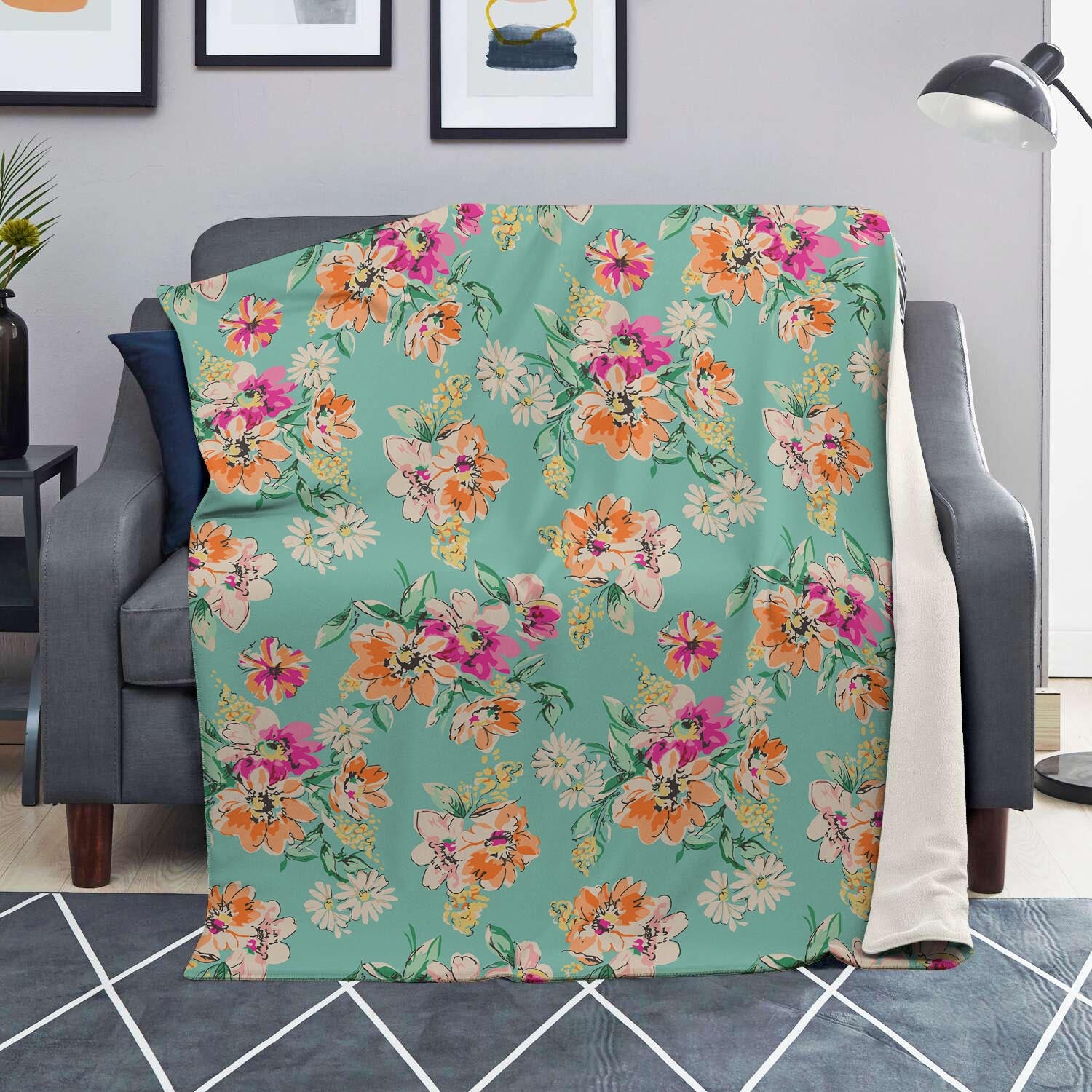 Vintage Pastel Floral Print Blanket-grizzshop