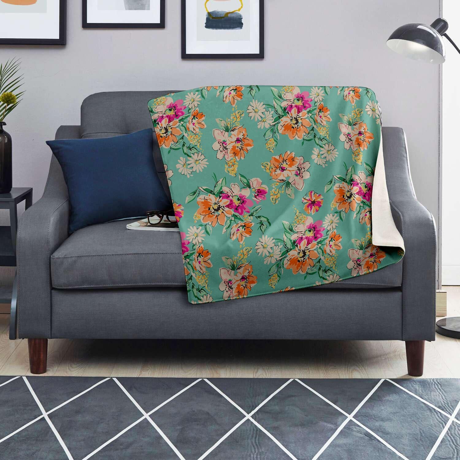 Vintage Pastel Floral Print Blanket-grizzshop