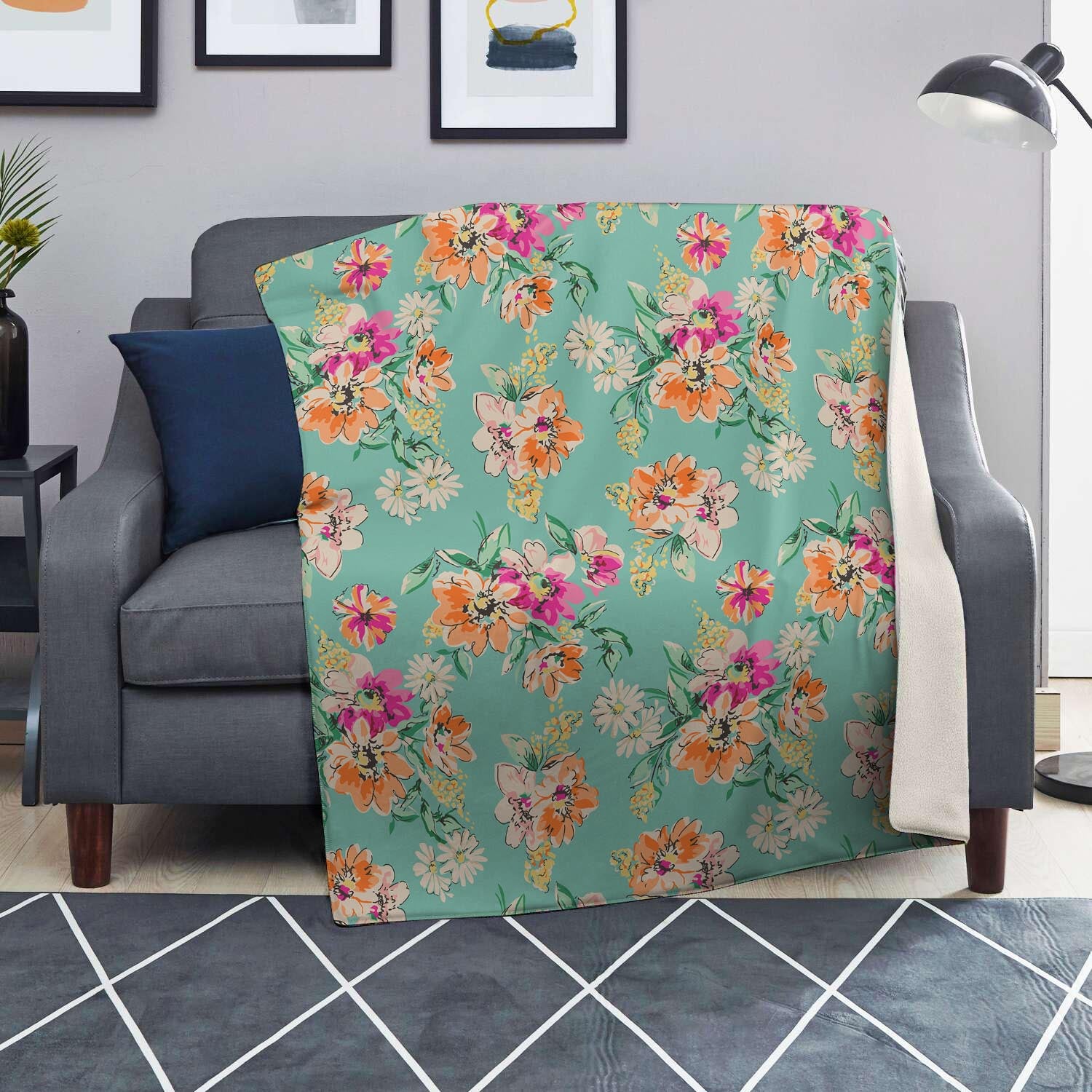 Vintage Pastel Floral Print Blanket-grizzshop