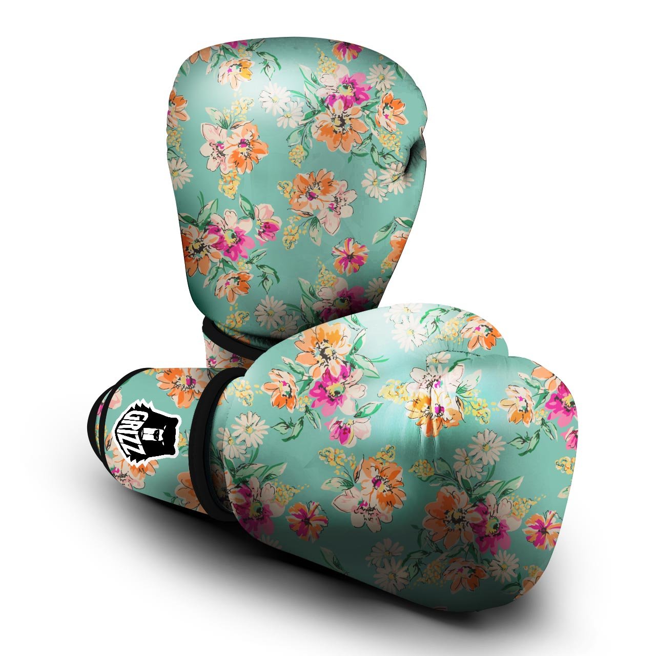 Vintage Pastel Floral Print Boxing Gloves-grizzshop