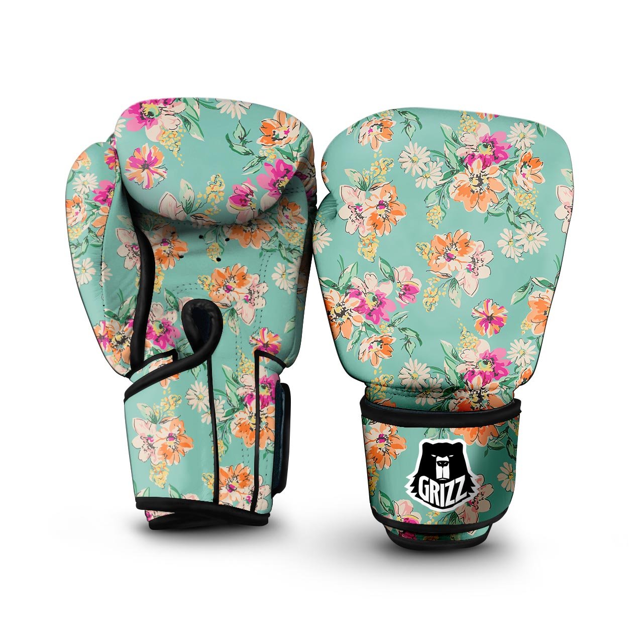 Vintage Pastel Floral Print Boxing Gloves-grizzshop