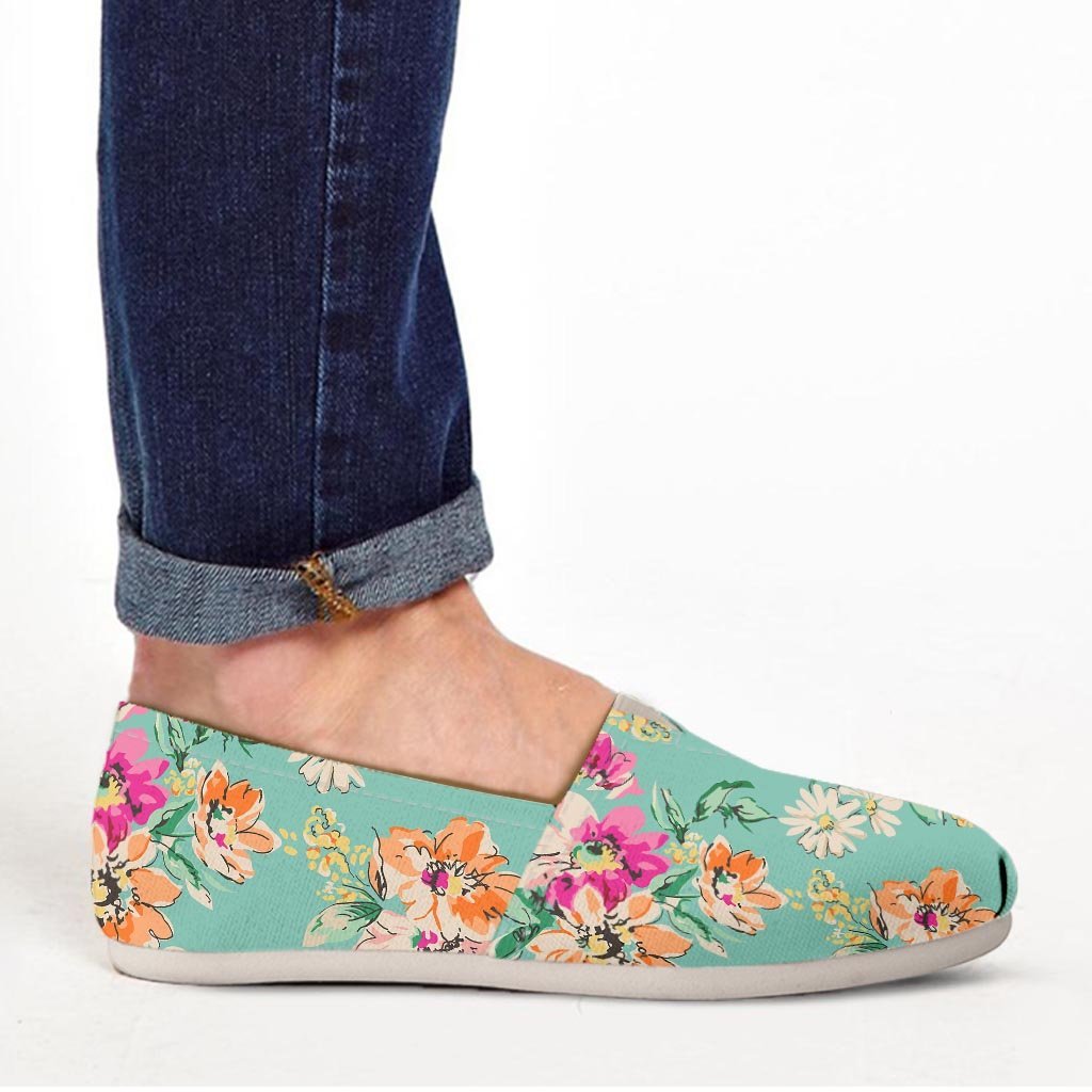 Vintage Pastel Floral Print Canvas Shoes-grizzshop