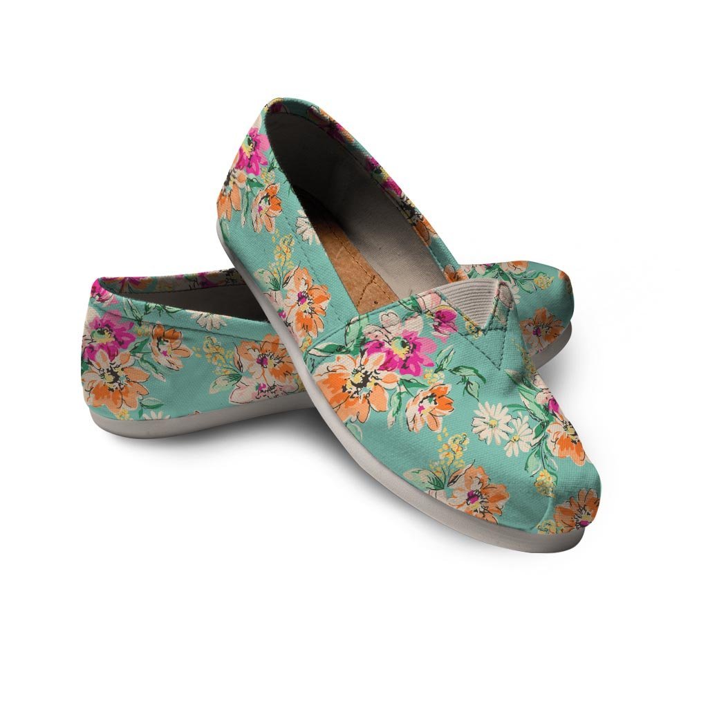 Vintage Pastel Floral Print Canvas Shoes-grizzshop