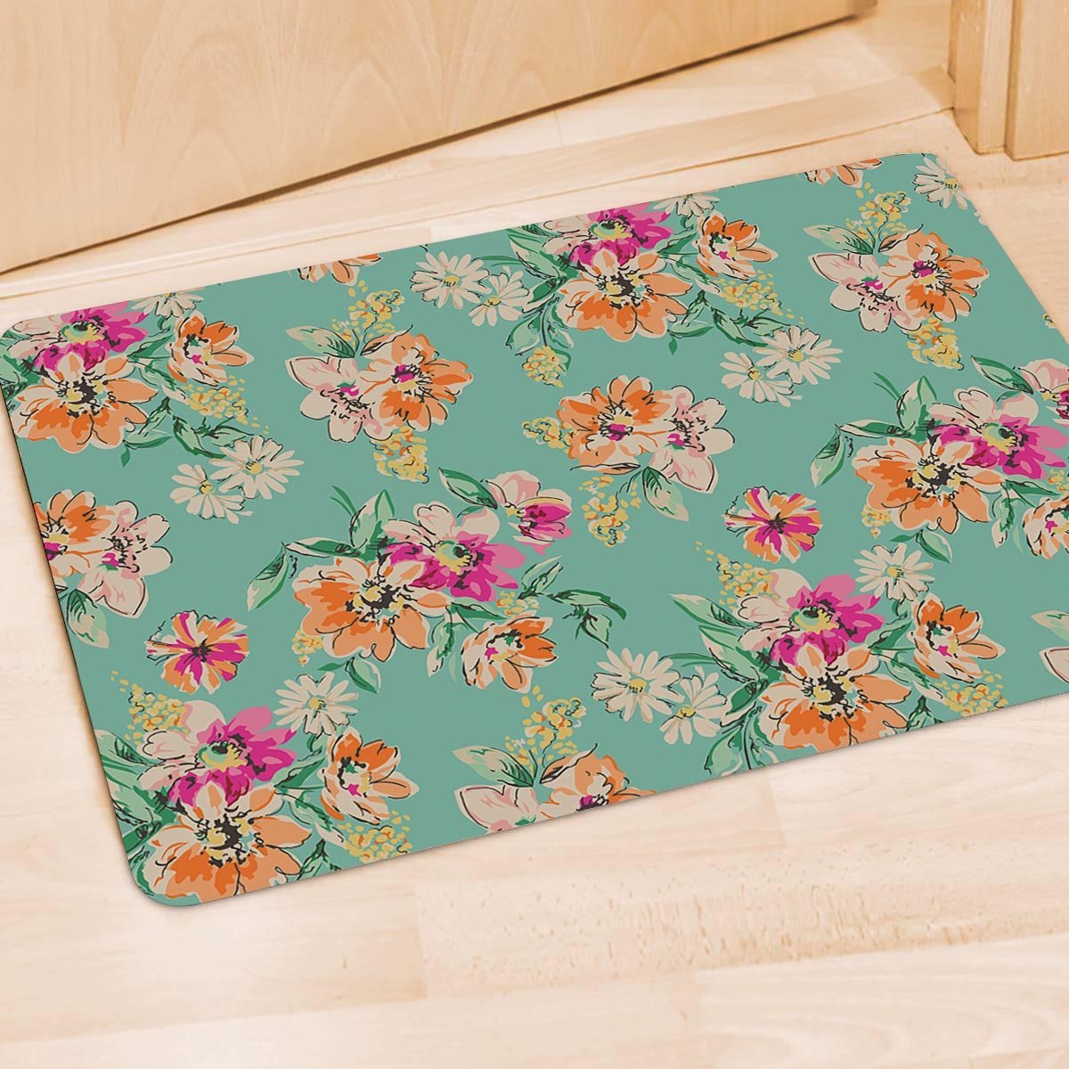 Vintage Pastel Floral Print Door Mat-grizzshop