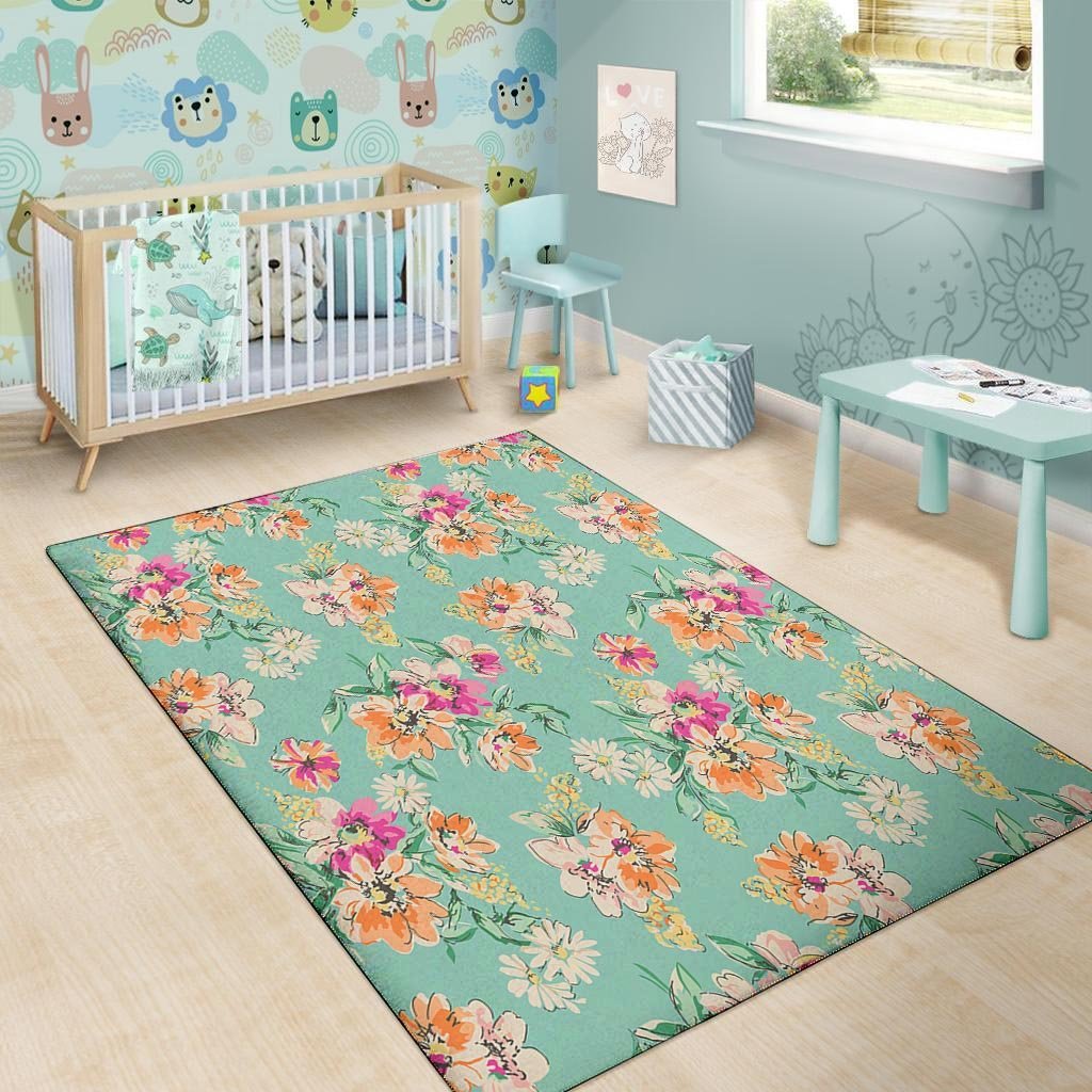 Vintage Pastel Floral Print Floor Mat-grizzshop