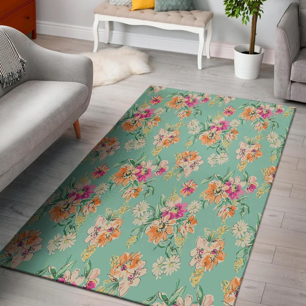 Vintage Pastel Floral Print Floor Mat-grizzshop