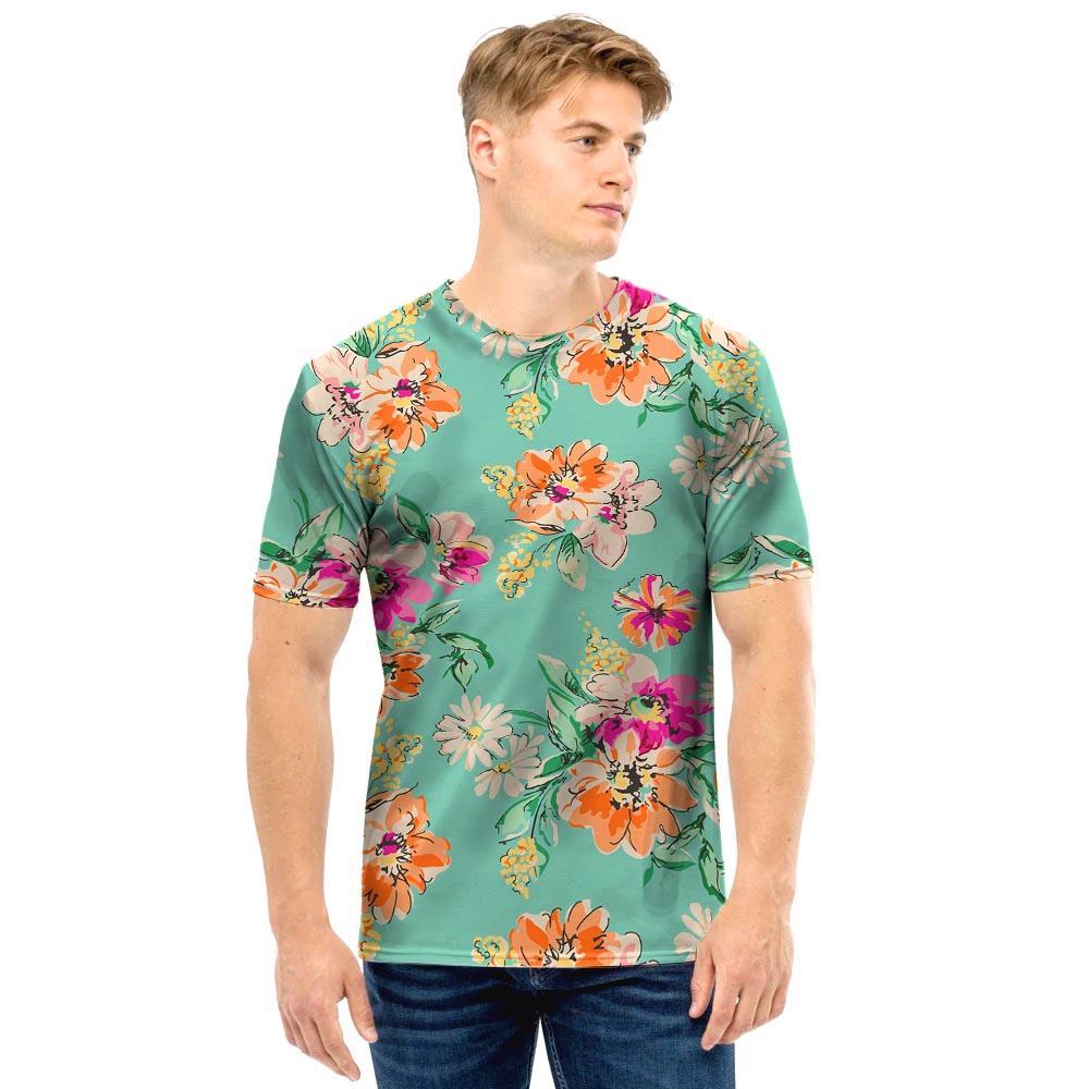 Vintage Pastel Floral Print Men T Shirt-grizzshop