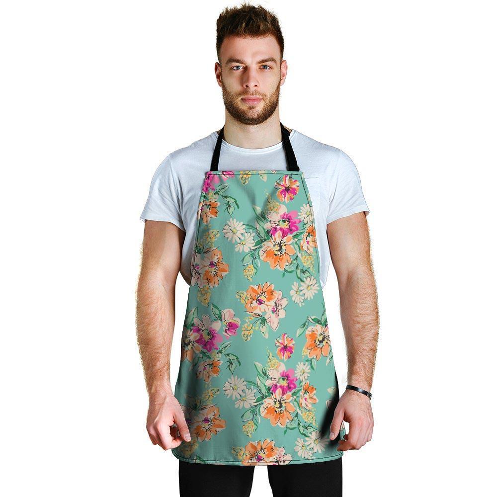 Vintage Pastel Floral Print Men's Apron-grizzshop