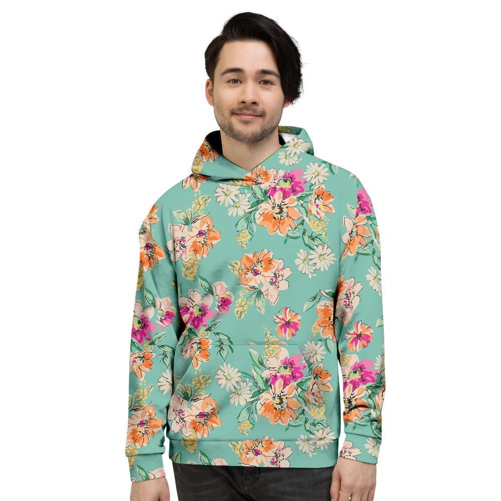 Vintage Pastel Floral Print Men's Hoodie-grizzshop