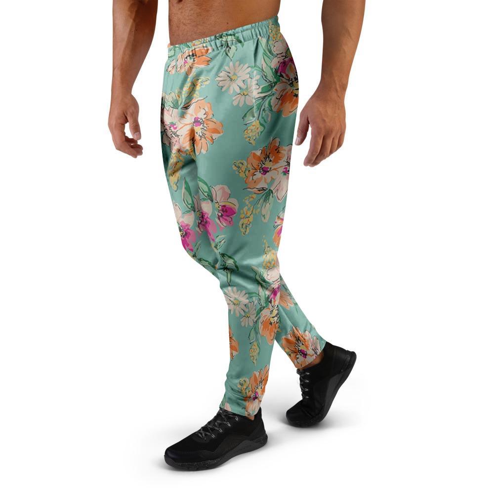 Vintage Pastel Floral Print Men's Joggers-grizzshop