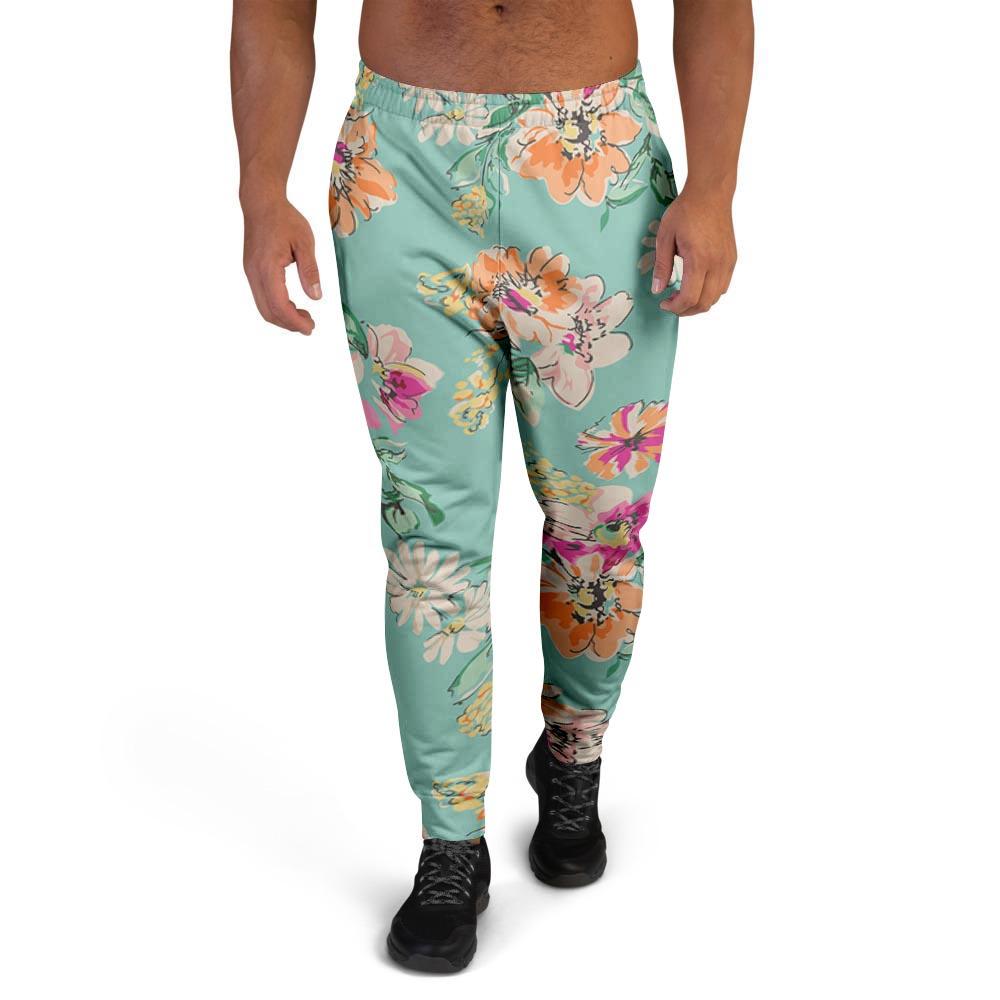 Vintage Pastel Floral Print Men's Joggers-grizzshop
