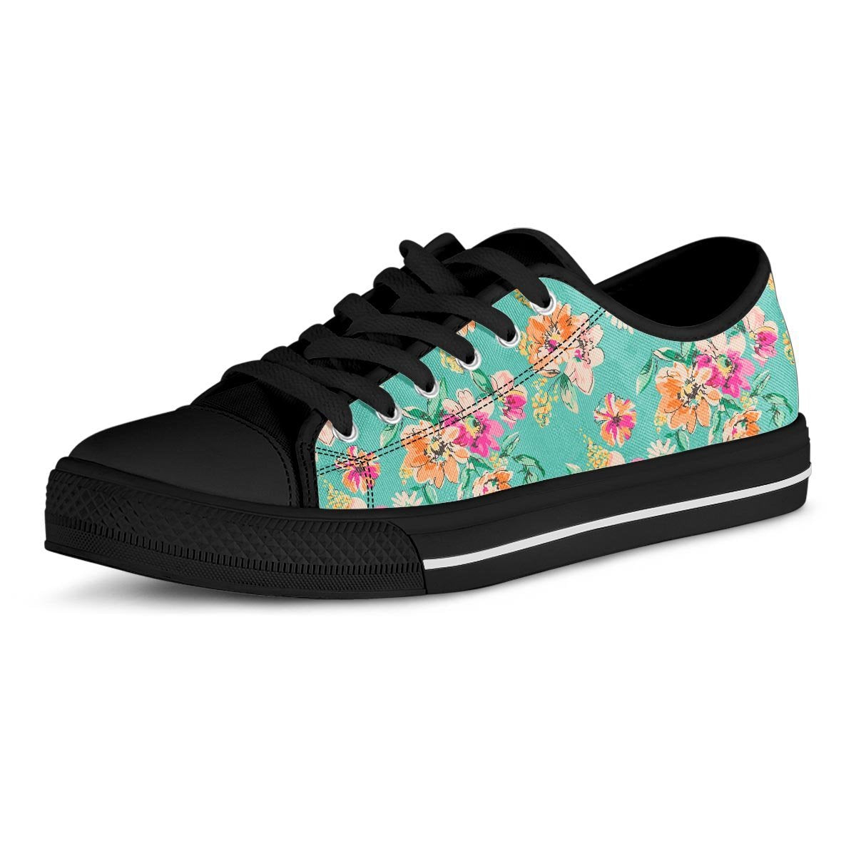 Vintage Pastel Floral Print Men's Low Top Shoes-grizzshop