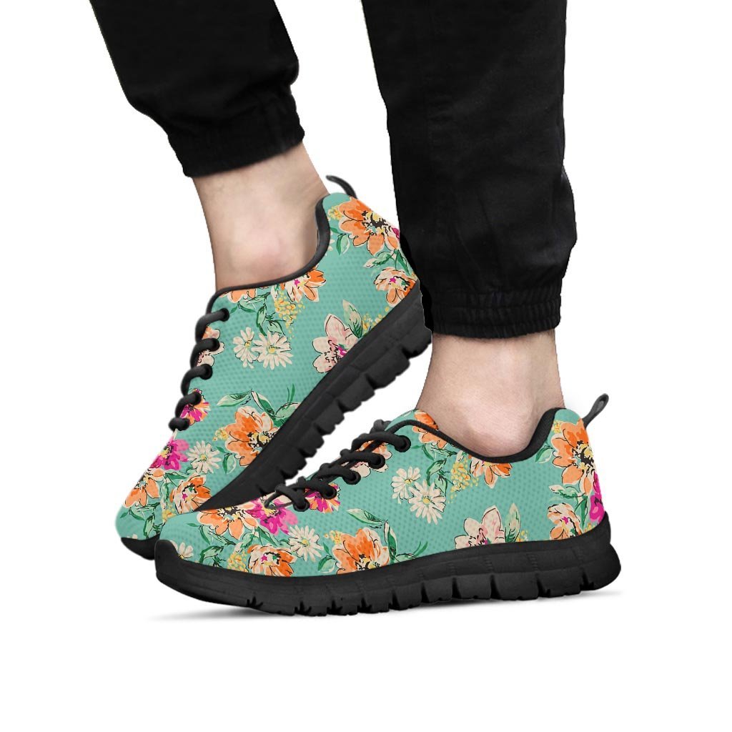 Vintage Pastel Floral Print Men's Sneakers-grizzshop