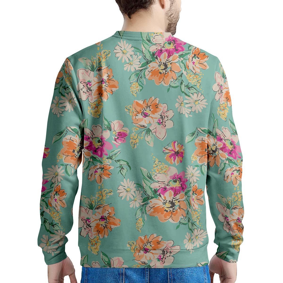 Vintage Pastel Floral Print Men's Sweatshirt-grizzshop