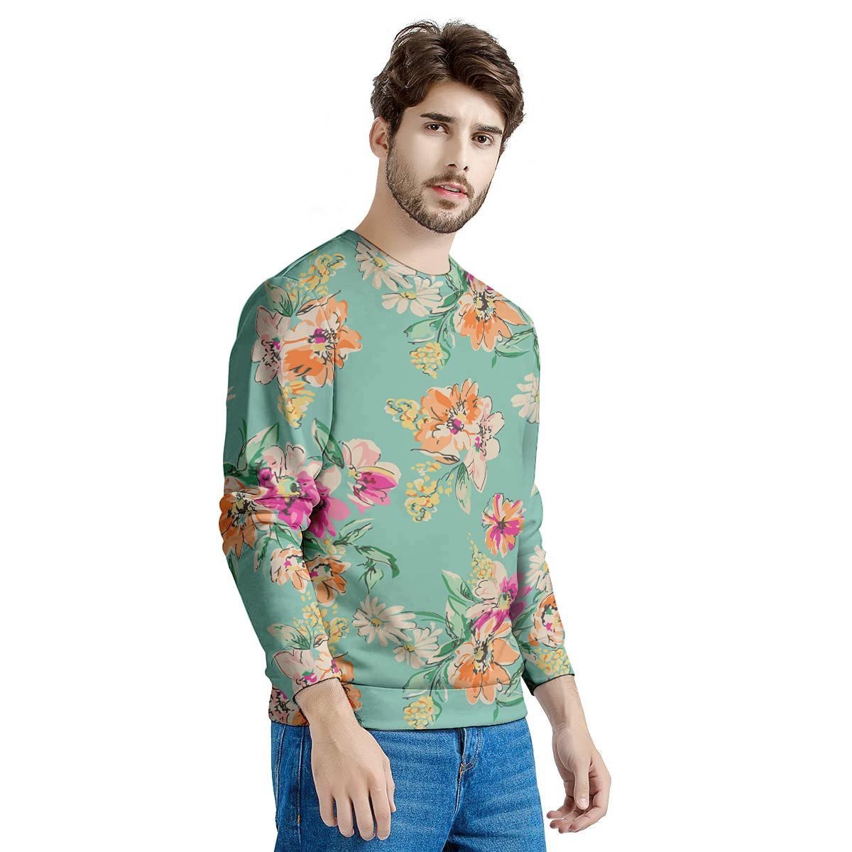 Vintage Pastel Floral Print Men's Sweatshirt-grizzshop