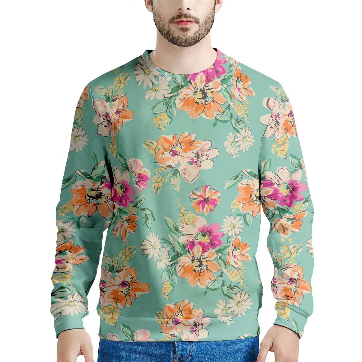 Vintage Pastel Floral Print Men's Sweatshirt-grizzshop