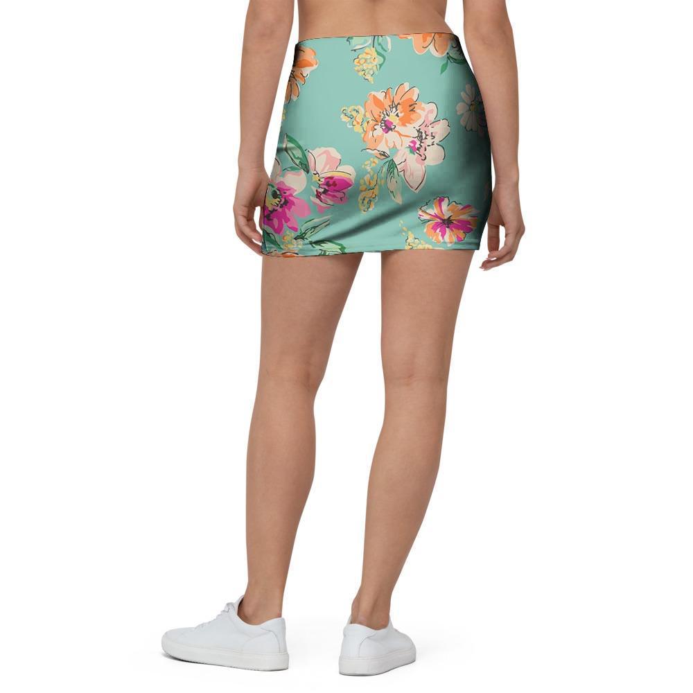 Vintage Pastel Floral Print Mini Skirt-grizzshop
