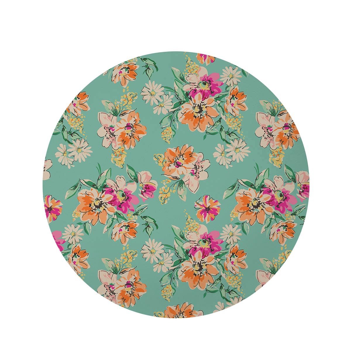 Vintage Pastel Floral Print Round Rug-grizzshop