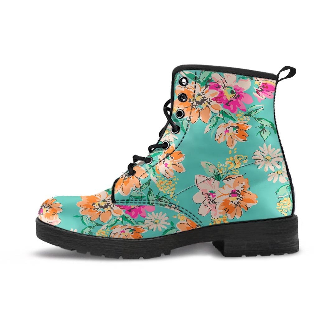 Vintage Pastel Floral Print Women's Boots-grizzshop