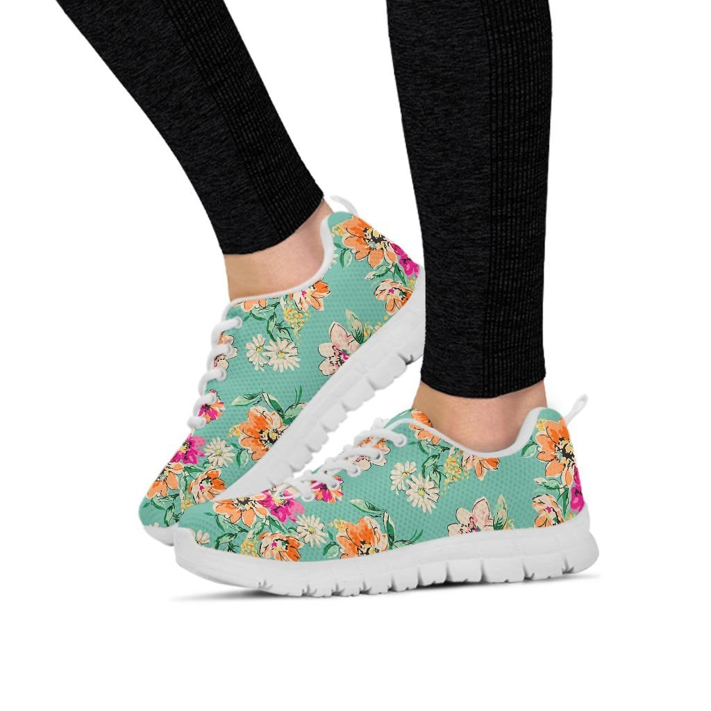 Vintage Pastel Floral Print Women's Sneakers-grizzshop