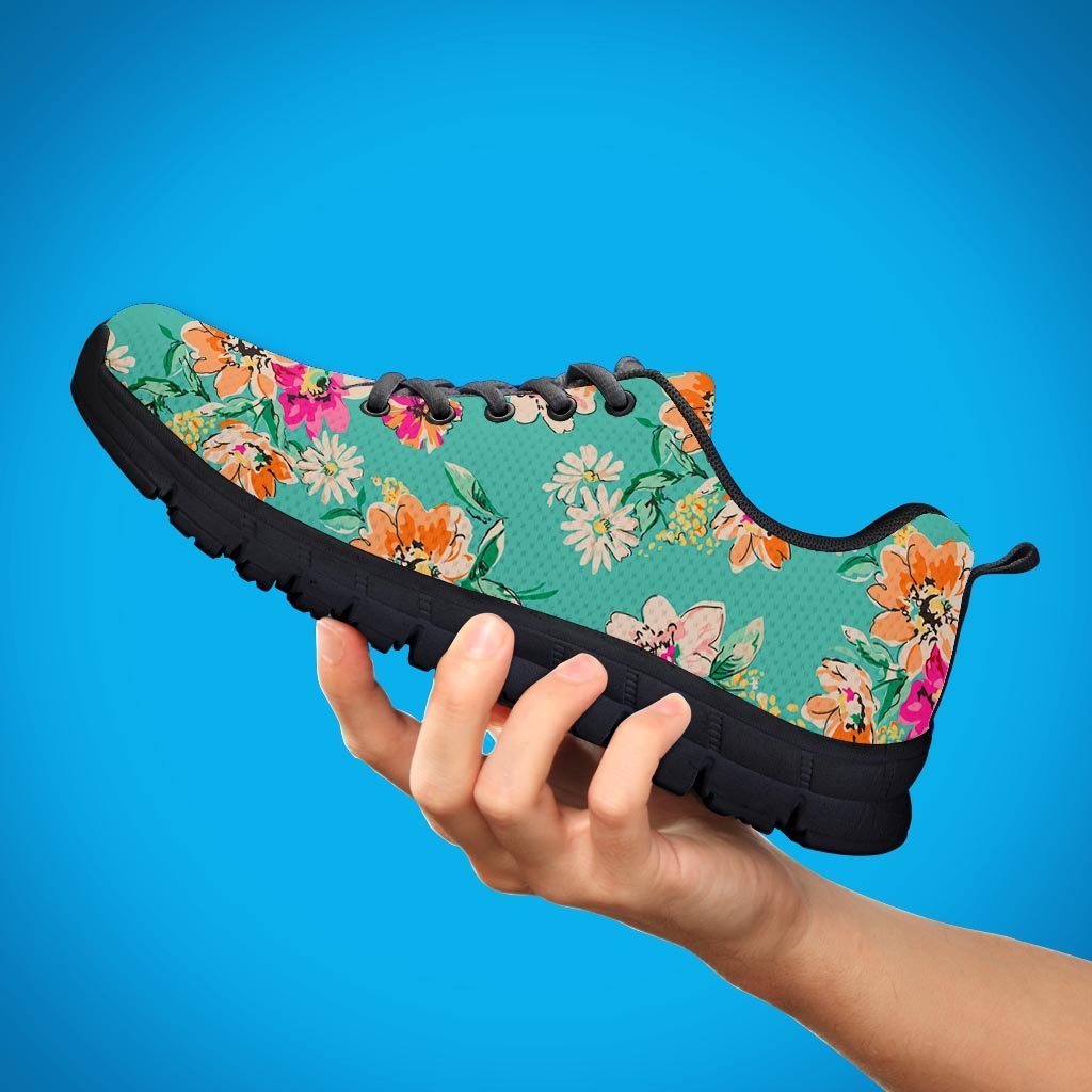 Vintage Pastel Floral Print Women's Sneakers-grizzshop