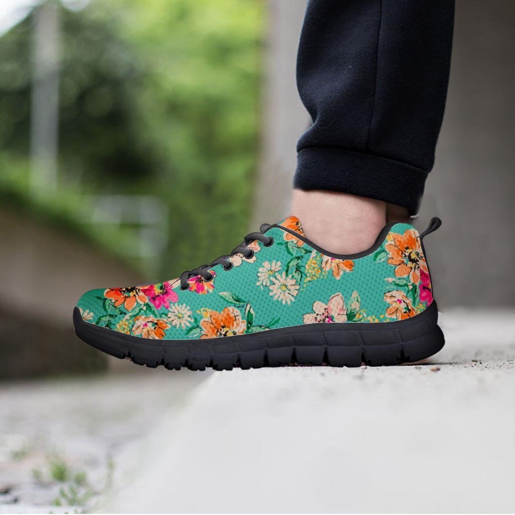 Vintage Pastel Floral Print Women's Sneakers-grizzshop