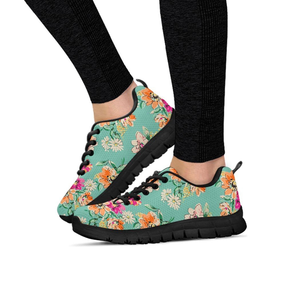 Vintage Pastel Floral Print Women's Sneakers-grizzshop