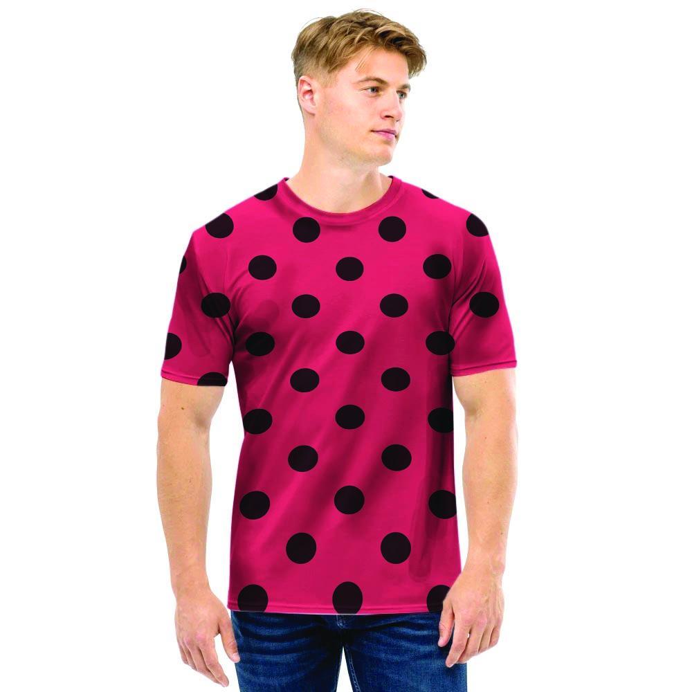 Vintage Pink And Black Polka Dot Men T Shirt-grizzshop