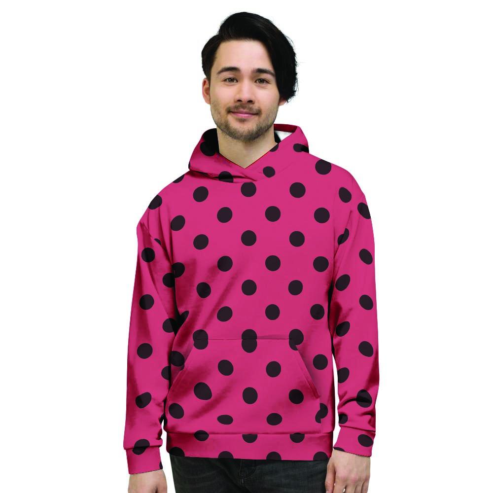 Vintage Pink And Black Polka Dot Men's Hoodie-grizzshop