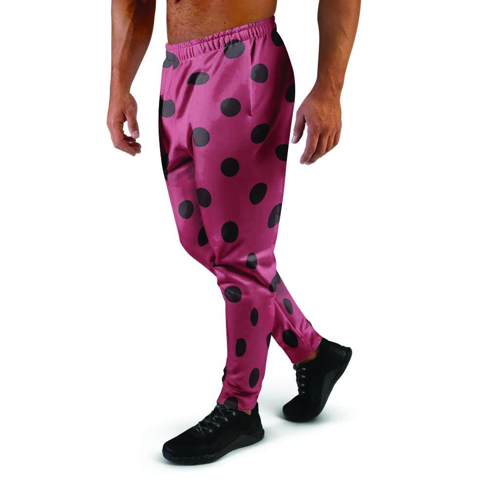 Vintage Pink And Black Polka Dot Men's Joggers-grizzshop