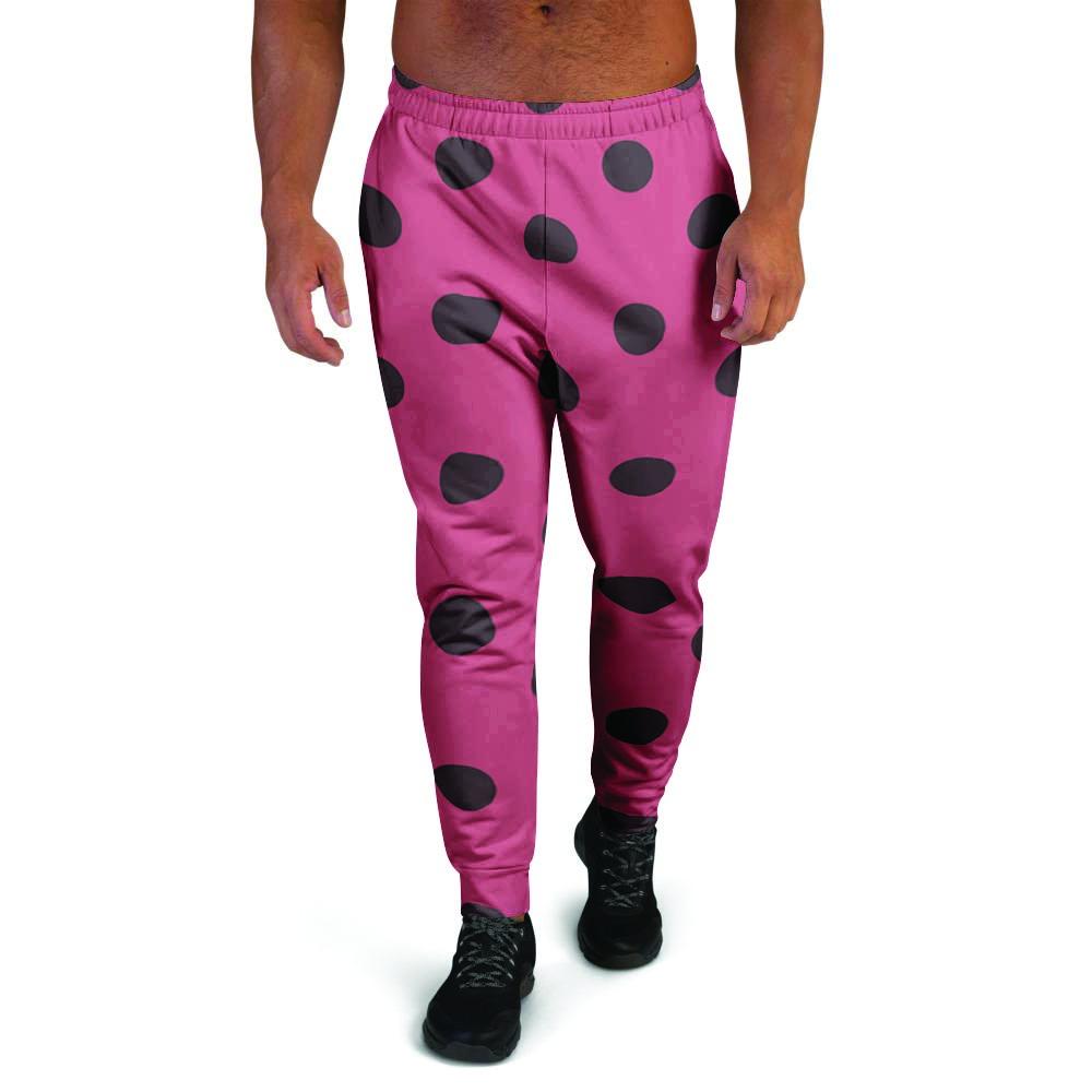 Vintage Pink And Black Polka Dot Men's Joggers-grizzshop