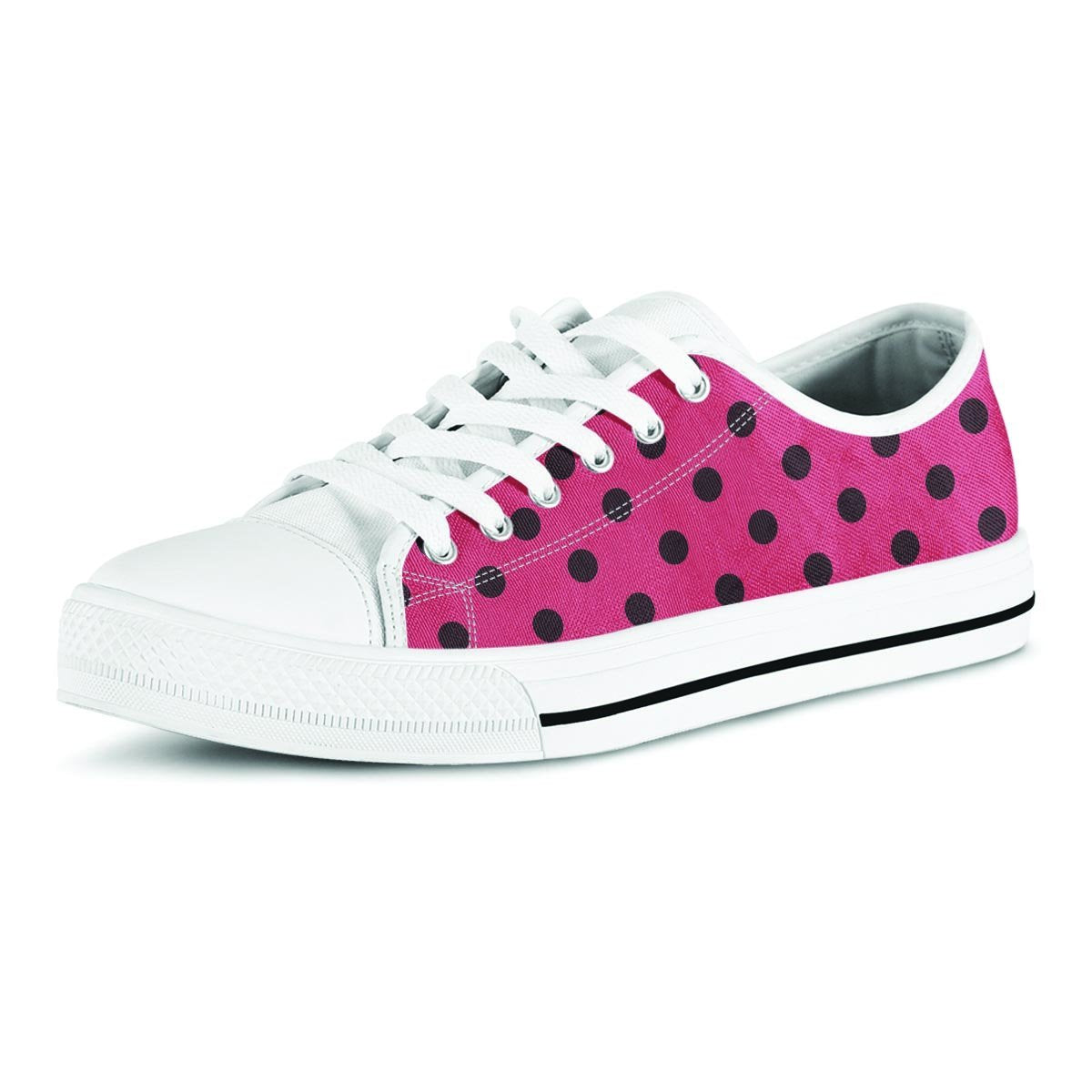 Vintage Pink And Black Polka Dot Men's Low Top Shoes-grizzshop
