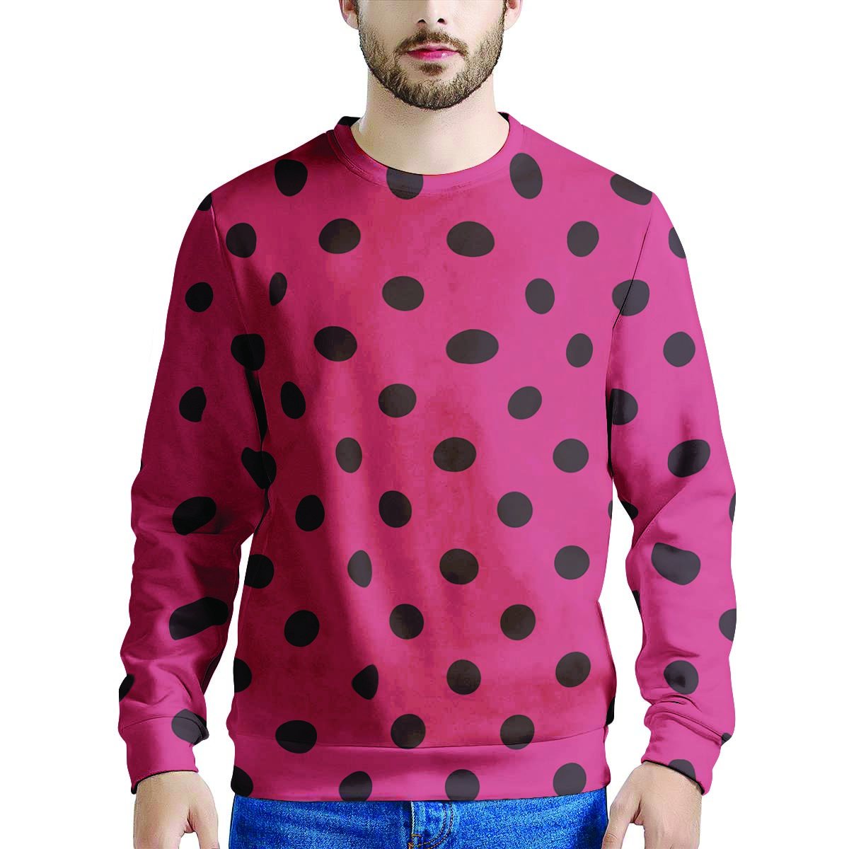 Vintage Pink And Black Polka Dot Men's Sweatshirt-grizzshop
