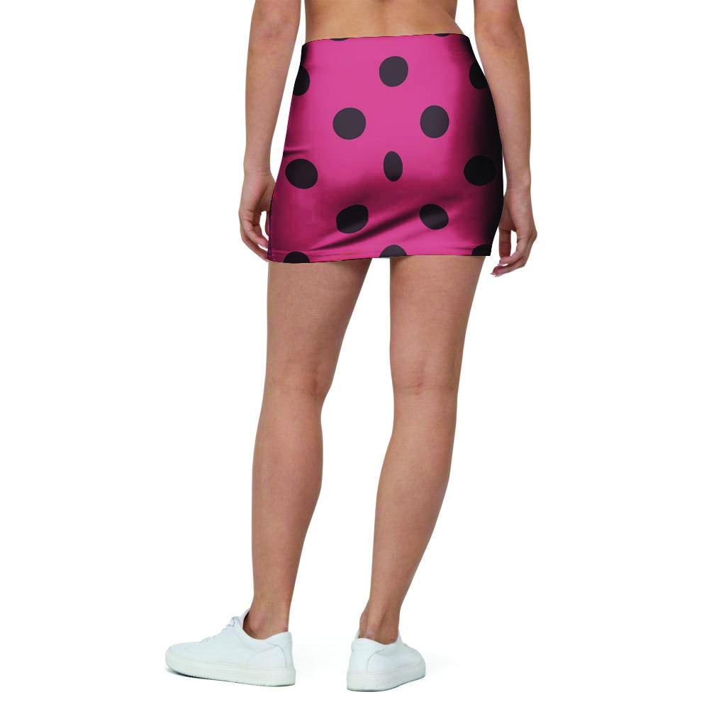 Vintage Pink And Black Polka Dot Mini Skirt-grizzshop
