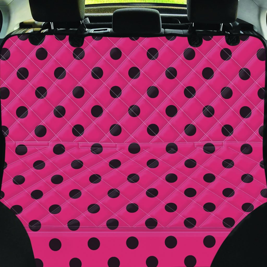 Vintage Pink And Black Polka Dot Pet Car Seat Cover-grizzshop