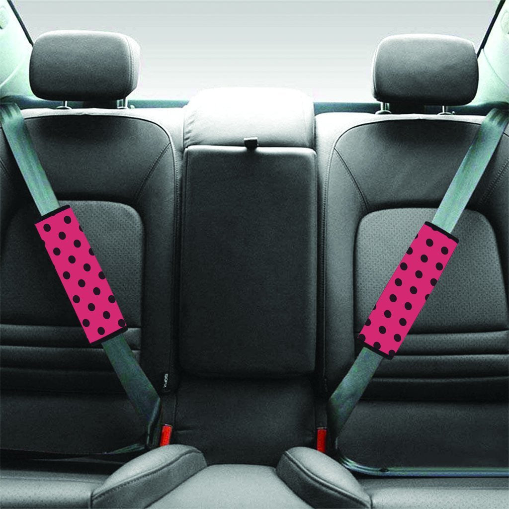 Vintage Pink And Black Polka Dot Seat Belt Cover-grizzshop