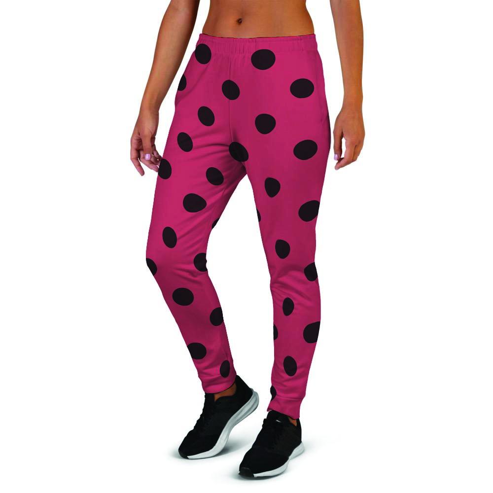 Vintage Pink And Black Polka Dot Women's Joggers-grizzshop