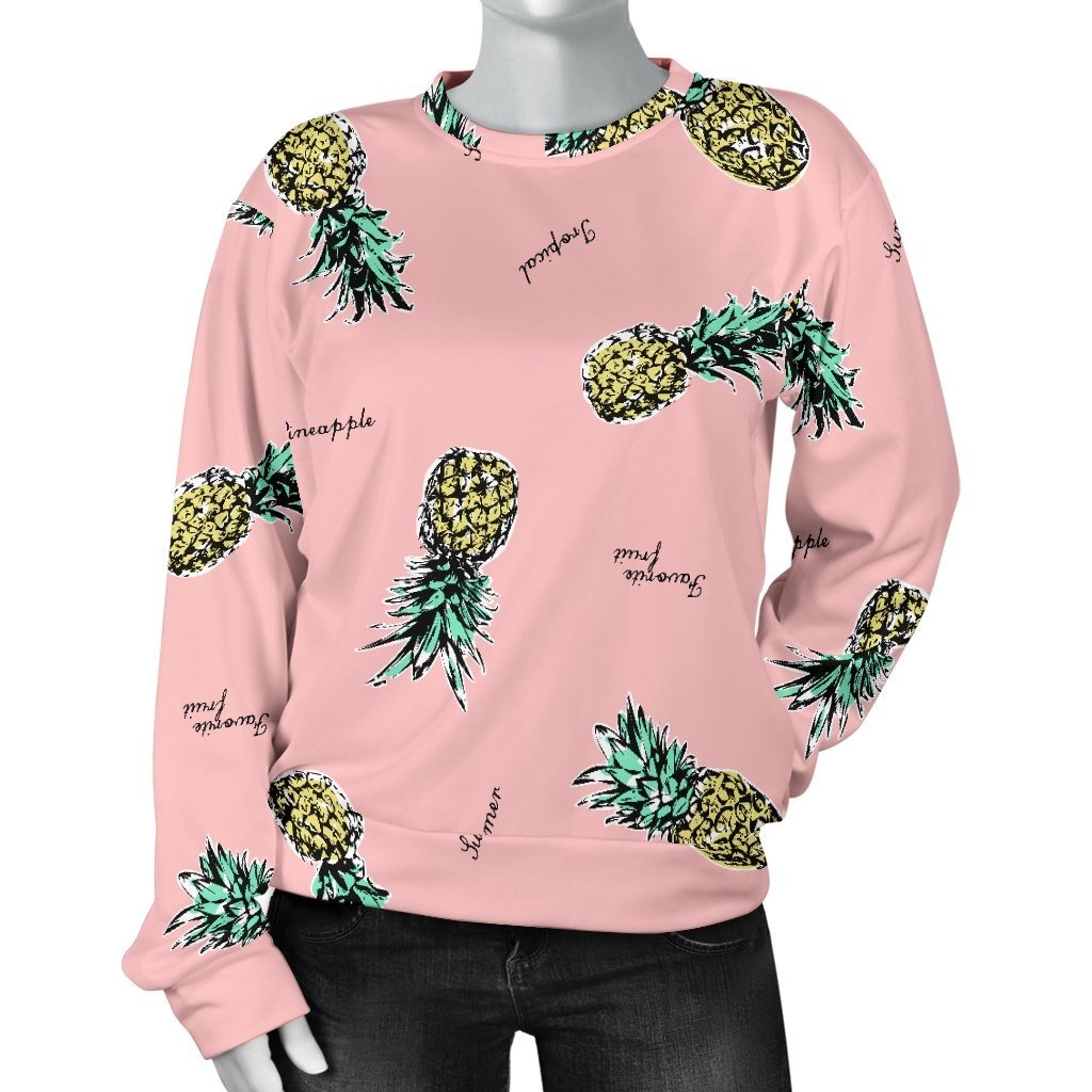 Vintage Pink Pineapple Print Sweatshirt-grizzshop