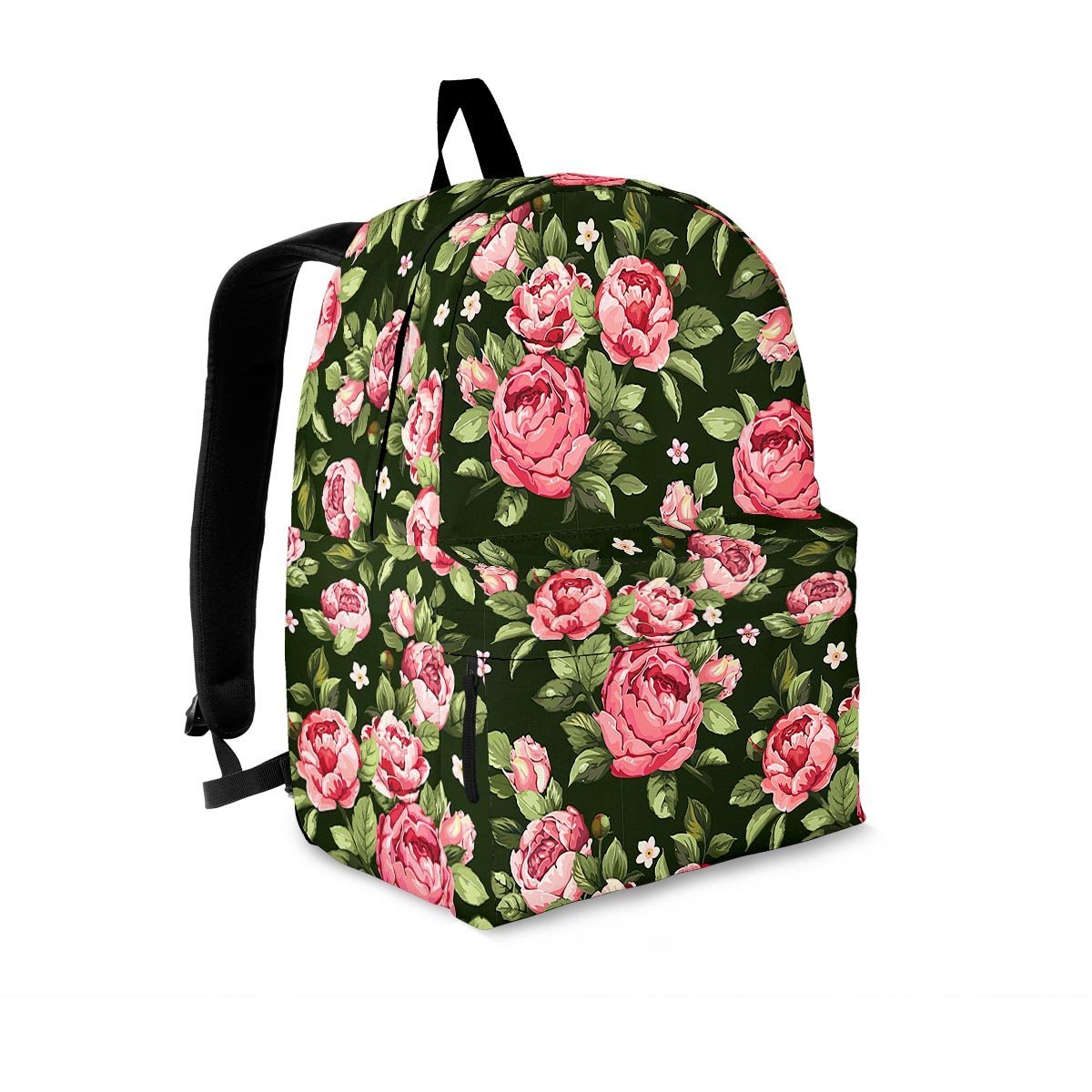 Vintage Pink Rose Floral Print Backpack-grizzshop