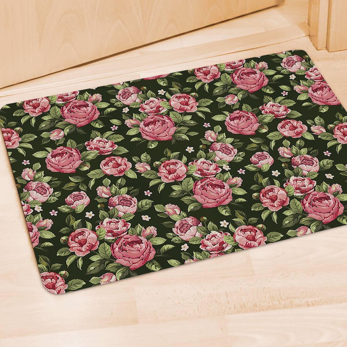Vintage Pink Rose Floral Print Door Mat-grizzshop