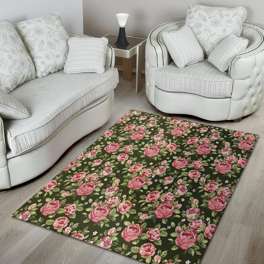 Vintage Pink Rose Floral Print Floor Mat-grizzshop
