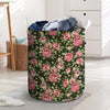 Vintage Pink Rose Floral Print Laundry Basket-grizzshop