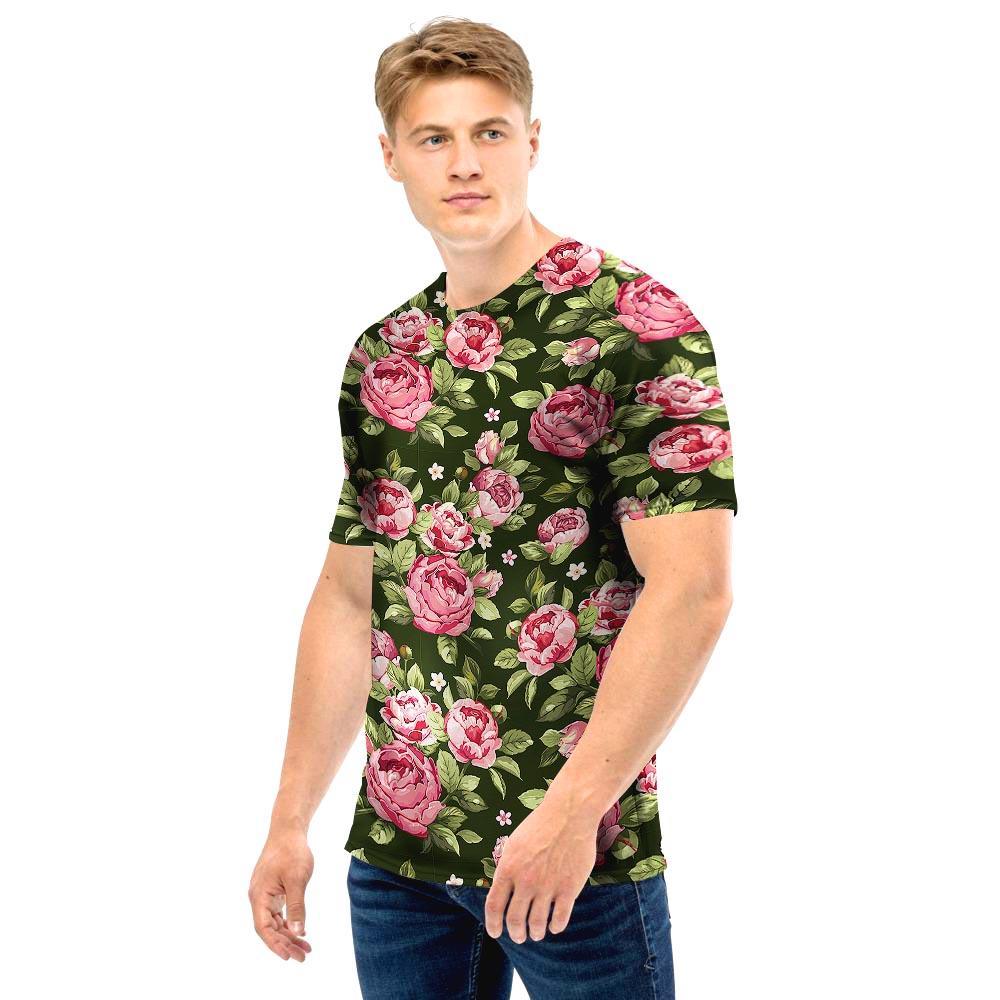 Vintage Pink Rose Floral Print Men T Shirt-grizzshop